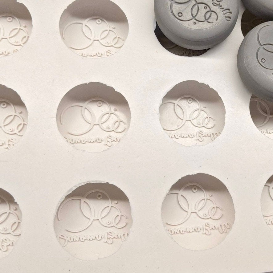 Custom Silicone Soap Mold, 12 Cavities | Custom Logo Shaving Soap Mold