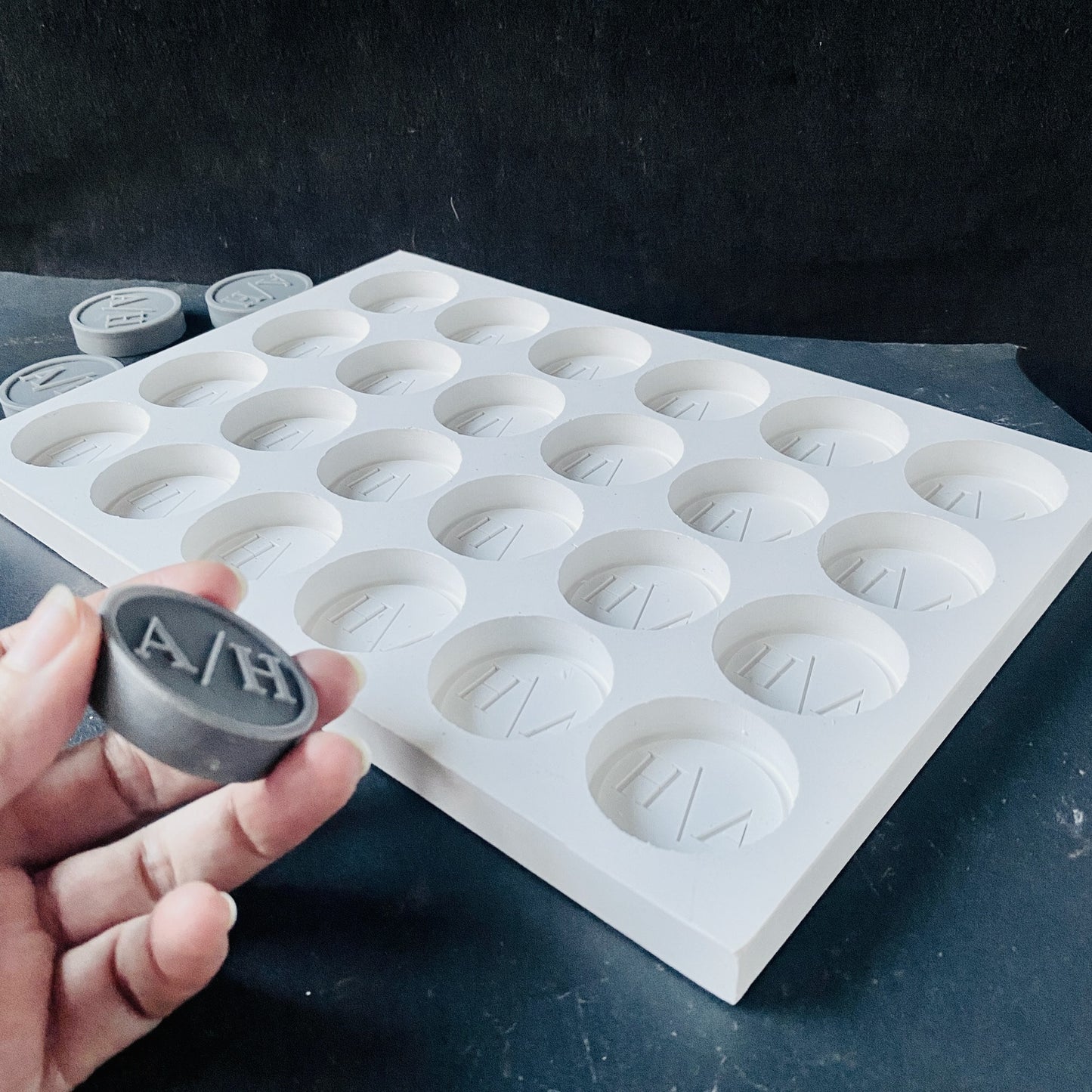 Custom Silicone Mold for Circular Logo - 24 Cavities | Premium Soap, Chocolate & Resin Mold (4 x 1 cm)