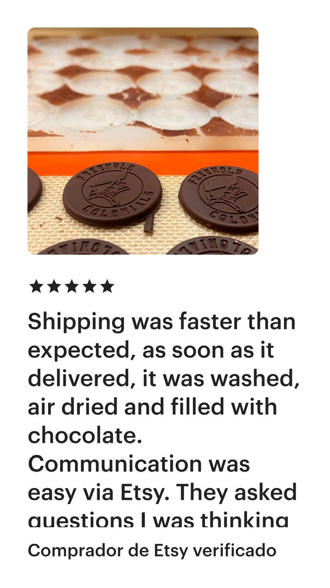 “Real feedback, real quality! ⭐️⭐️⭐️⭐️⭐️ Our customers love their personalized molds, and so will you! 💕” #5StarReview #SiliconeMolds