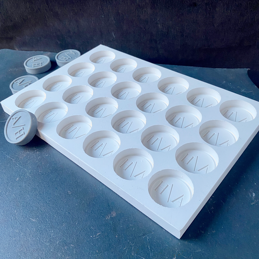 Custom Silicone Mold for Circular Logo - 24 Cavities | Premium Soap, Chocolate & Resin Mold (4 x 1 cm)